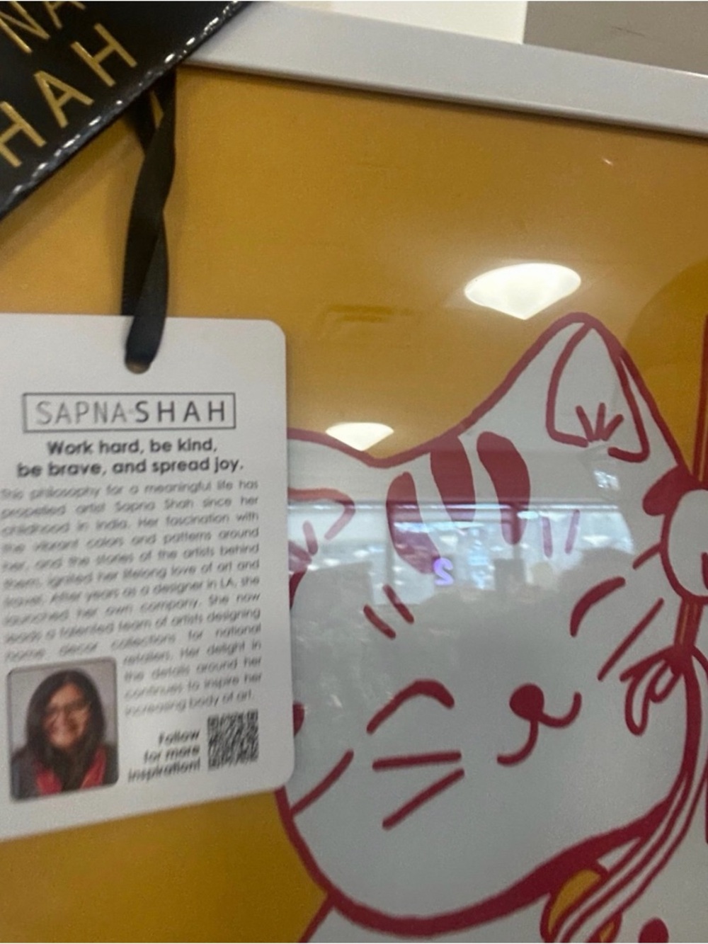 Sapna Shah lucky cat Art Print Collector NWT - Picture 2 of 2
